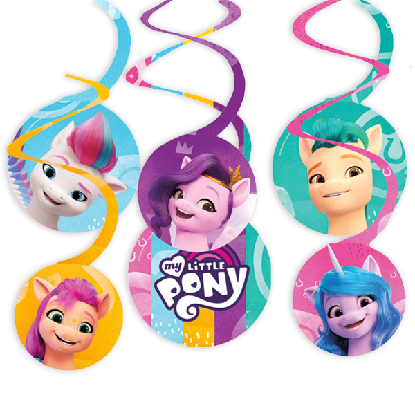 Deko-Spiralen "My Little Pony" aus Pappe, 6er Pack, 30-60cm von Amscan