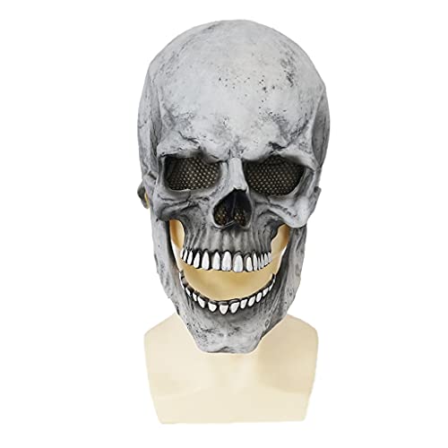 Amsixo Totenkopf Moving Jaw Kopfbedeckung Halloween Horror Terror Teufel Schädel Cosplay von Amsixo