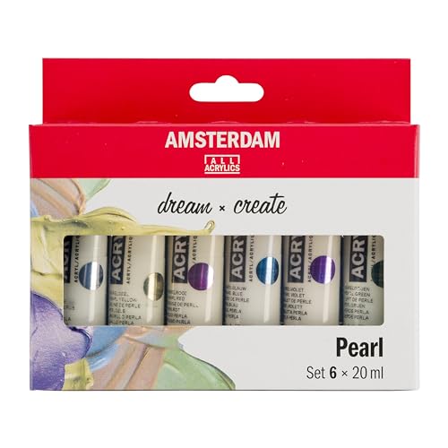 Amsterdam Standard Serie Acrylfarben Set | Perlfarben Set (6 x 20 ml Tuben) | 6 glänzende Perlglanzfarben | Spezialeffektfarbe von Amsterdam