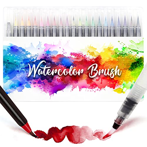 Amteker 24+1 Aquarellstifte Brush Pen Set, Malen, Pinselstifte mit Flexiblen Nylonspitzen, Wasserfarben Stifte Mädchen, Mädchen Geschenk 6-11 Jahre von Amteker