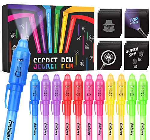 Amteker Mitgebsel Kindergeburtstag Zauberstifte, 12 Stück Kindergeburtstag Detektiv UV Stift, Kleine Geschenke für Kinder, Give Aways Kindergeburtstag Gastgeschenke, Ostergeschenke Kinder von Amteker