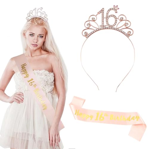 16 Geburtstag Mädchen, Sweet 16, Geburtstag Krone Schärpe, Mädchen Schärpe & Strass Tiara Kit, Mädchen 16 Geburtstag Party Deko von Amusingtao