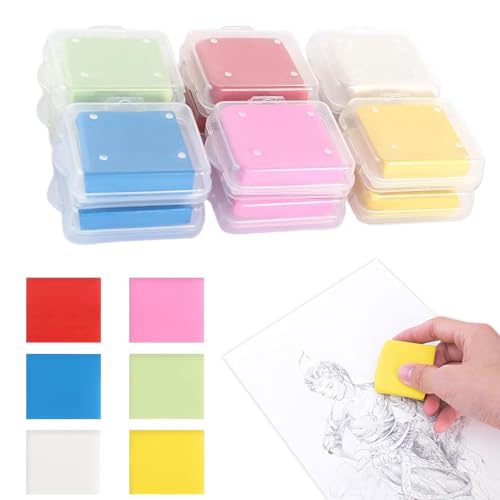 Knetradiergummis, 12 Stück 4 x 3,5 cm Weich Knetbar Radiergummis Knetradiergummi Art Eraser, Skizzieren Kunst Knetgummi Radierer Knetradiergummi Künstlerisch für Künstler Kinder Schulbedarf von Amusingtao