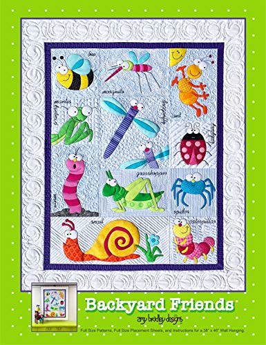 Amy Bradley Designs ABD294 Backyard Friends Quilt Pattern Steppmuster, Grün, Blau, Rosa, Gelb von Amy Bradley Designs