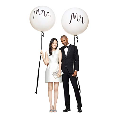 Riesen Hochzeits Ballons,Amycute 2 Stück 36" MR & MRS Luftballons Latex Ballons Weiß Mr&Mrs Deko Girlande Dekoration Hochzeit Set. von Amycute