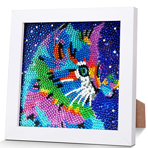 AmzKoi Diamond Painting Kinder Set, Diamant Painting Bilder Mit Holzrahmen Sternenhimmel Katze, 5D Diamant Painting Full für Kinder Mädchen Erwachsene, Diamant Painting Bilder Arts für Home Decor von AmzKoi