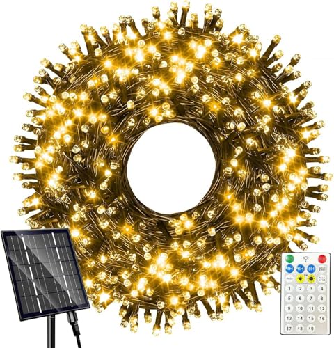 Solar Lichterkette Aussen,400 LED 42M lichterkette Außen Solar,19 Modi Weihnachtsdeko Aussen,IP65 Wasserdicht Led Lichterkette Außen für Balkon, Garten, Weihnachtsbaum, Party(warmes Weiß) von Amzxart