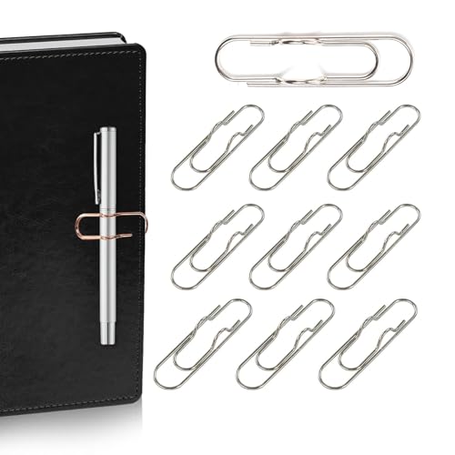 10 Stück Stifthalter Notizbuch Metall, 1,8 x 7 cm Stift Clip für Notizbuch Bücher Journal Klemmbrett, Büroklammern Groß für Fast Jede Stiftgröße (Silber) von AnaTI