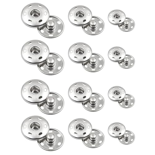 12 Sätze Druckknöpfe Set, Annähen Druckknöpfe aus Metall 7.5mm/8.5mm/12mm für Geldbeutel, Handtasche, Kleidung, Schuhe, Nähreparatur, Handwerk DIY (Silber) von AnaTI