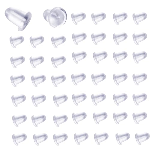 50 Stück Ohrring Verschluss, Transparent Universal Ohrring Stopper Silikon Ohrstecker verschlüsse für DIY Schmuck Fitting Ohrringe Machen (4 * 5 mm) von AnaTI