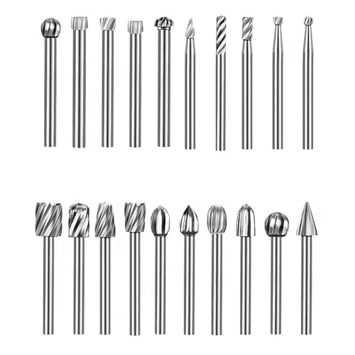 Holzschnitzerei Bohrer Set für Rotary Tool, 20 Stück HSS-Drehfräser-Set, Frässtifte für Heimwerker, Holzarbeiten, Schnitzen, Gravieren, Bohren von AnaTI