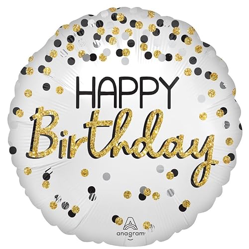 18In Black Silver Gold Birthday Foil Balloon von Anagram