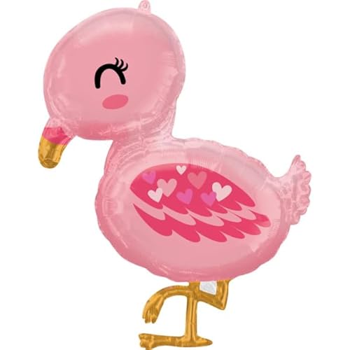 Folienballon * FLAMINGO * SUperShape als Deko für Geburtstag und Party | 63x81cm groß | Kinder Kindergeburtstag Partydeko Luftballons Ballons Tier von Anagram