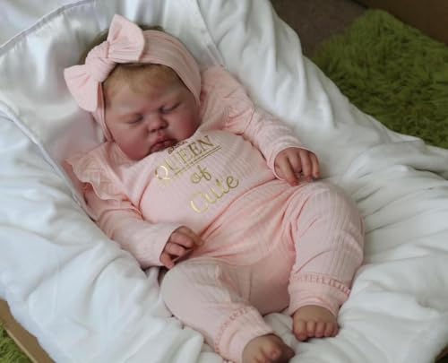 Anano Größe Reborn Baby Puppen Mädchen Realistische Venen 24 Zoll Silikon Babby Newborn Baby Puppen Die Echt Aussehen Lebendig Wirkender Weicher Gewichteter Mit Kleidung & Stirnband von Anano