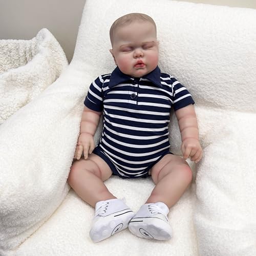 Anano Große Reborn Baby Junge 24 Zoll Silikon Baby Realistische Babypuppe Reborn Puppen Die Aussehen Wie Echte Reborn Babys Lebensechte Babypuppen Mit Nabelschnur Und Kleidung von Anano