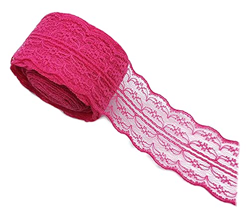 Anawakia 10 m Spitzenbordüre Spitzenband Dünne Spitze Stoff Ribbon Trim 4,5 cm Breite Lace Trim Ribbon für DIY Handwerk Kleidung Zubehör Hochzeit Brithday Weihnachtsdekoration (Rosenrot) von Anawakia