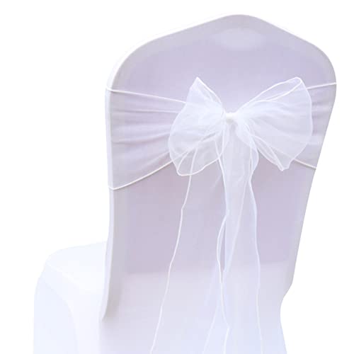 Anawakia 25 Stück Organza Stuhlschleifen Stuhl Band Schleife Organza Stuhl Band Stuhlschleifen Stuhl Schärpen für Hochzeit Bankett Geburtstagsfeier Dekoration (Weiß) von Anawakia