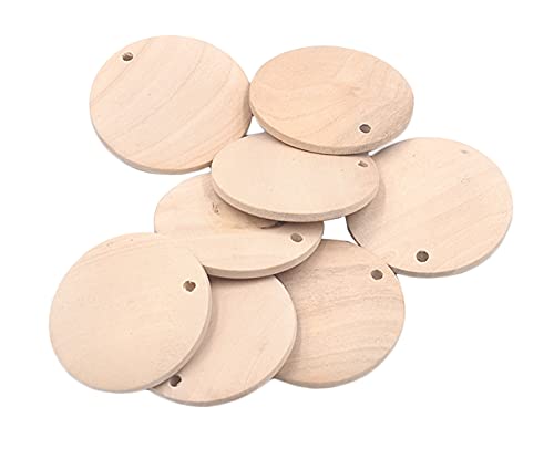 Anawakia 50 Stück Runde Holzscheiben mit Loch Holz Platten Basteln Natur Holz Scheibe Zum Basteln Bemalen für DIY Basteln Malen DIY Handwerk Dekoration (50mm) von Anawakia