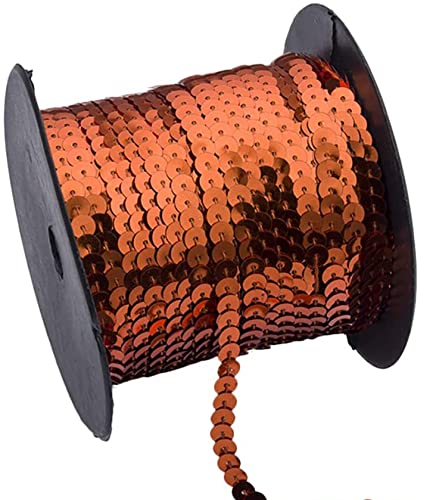 Anawakia Paillettenband 90 m Farbiges Pailletten Band 6 mm Breites Bortenband Glänzende Paillettenbänder für DIY Handwerk Bastelprojekte Tanzbekleidungen Armband Dekorationen (Orange) von Anawakia