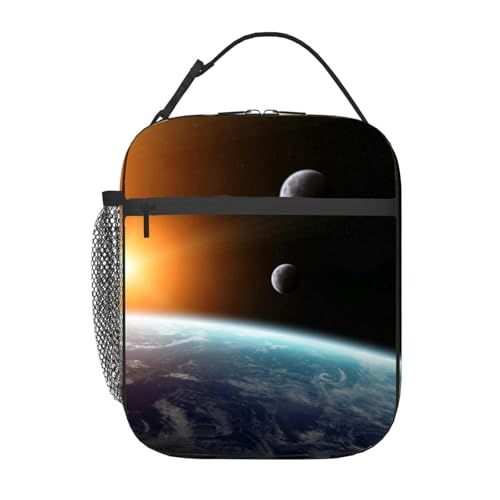 Multi6 Sehen Sie den Mond aus der Nähe des Planeten Erde, Weltraum, isolierte Lunchtasche für Männer und Frauen, groß, tragbar, wasserdicht, wiederverwendbar, Thermo-Lunchbox mit Taschen für Arbeit, R von Anceky