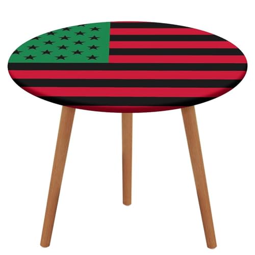 Runde Tischdecke mit afroamerikanischer schwarzer Pride-Flagge und elastischem Rand, waschbar und passend, dekorativ für Abendessen und Picknick im Freien von Anceky