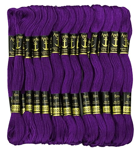 25 x Anchor Kreuzstichhandstickerei Floss Stranded Baumwollfaden Skeins-Lila von IBA Indianbeautifulart