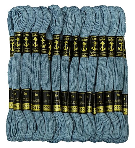 25 x Anchor Stranded Baumwollfaden Hand-Kreuz-Stich Nuhen Stickerei Floss Skeins-Dusty Blau von Anchor