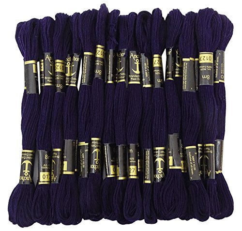 Anchor 25 x Stranded Baumwollkreuz-Heftung Hand Stickgarn Floss Skeins-Marine-Blau von IBA Indianbeautifulart