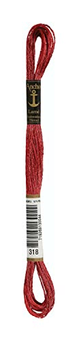 Anchor 4180000-00318 Stickgarne, 65% Viskose, 35% MetallisedPolyester, rot, 8m, 4 Gramm von Anchor