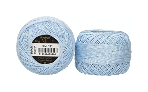 Anchor 4591008-00128 Stickgarne, 100% Baumwolle, aquamarin, Stärke 8, 82m, 16 Gramm von Anchor