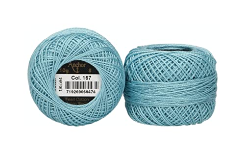 Anchor 4591008-00167 Stickgarne, 100% Baumwolle, kristallblau, Stärke 8, 82m, 16 Gramm Anchor 4591008-00167 Stickgarne, 100% Baumwolle, kristallblau, Stärke 8, 82m, 16 Gramm von Anchor