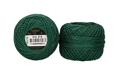 Anchor 4591008-00212 Stickgarne, 100% Baumwolle, buchsgrün, Stärke 8, 82m, 16 Gramm von Anchor