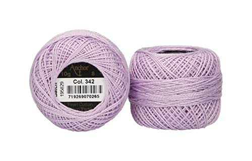 Anchor 4591008-00342 Stickgarne, 100% Baumwolle, lavendel, Stärke 8, 82m, 16 Gramm von Anchor