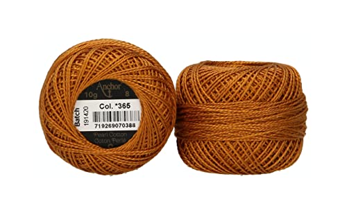 Anchor 4591008-00365 Stickgarne, 100% Baumwolle, cognac, Stärke 8, 82m, 16 Gramm von Anchor