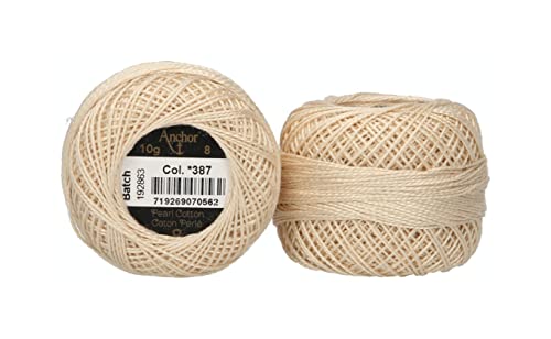 Anchor 4591008-00387 Stickgarne, 100% Baumwolle, creme, Stärke 8, 82m, 16 Gramm von Anchor