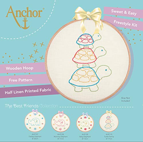 Anchor AHP110 Best Friends Collection Leinen Schildkrötenfamilie Kits and Canvas, Baumwolle, Multifarbig, Diam 17cm von Anchor