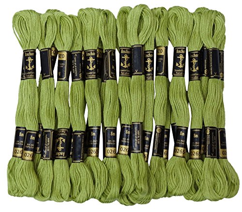 Anchor Hand Cross Stitch Stranded Baumwolle Stickgarn Floss Packung mit 25 Skeins-Light Green von IBA Indianbeautifulart