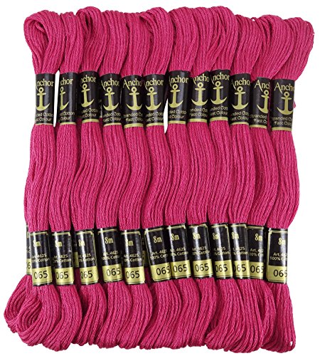 Anchor Hand Cross Stitch Stranded Baumwolle Stickgarn Floss Packung mit 25 Skeins-Magenta von IBA Indianbeautifulart