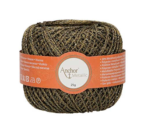 Anchor Metallic Garn, 2 mm, 100m/25g, 80% Viskose, 20% metallisiertes Polyester, Braun, Bronze von Anchor