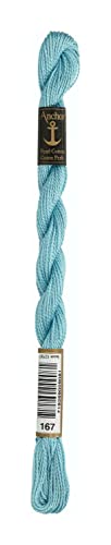 Anchor Perlgarn Stärke 5 4585000-00167 kristallblau Stickgarn, 100 % Baumwolle, 5g Strängchen von Anchor