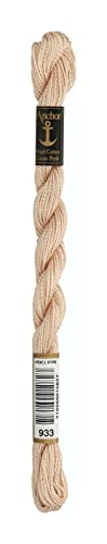 Anchor Perlgarn Stärke 5 4585000-00933 rötlich beige Stickgarn, 100 % Baumwolle, 5g Strängchen von Anchor