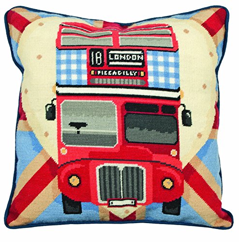 Anchor Roter Bus auf Union Jack Tapisserie-Kit, Baumwolle, Multifarbig, 40x40cm von Anchor