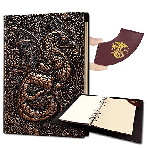 Ancient Deer 3D-Drachen-DND-Notizbuch, einzigartiges 400-seitiges Buch-Set, Leder, Vintage-Tagebuch für Dungeons and Dragons, RPG-Spieler, antiker Notizblock, Reisetagebuch, DM & Spieler, D&D-Zubehör, von Ancient Deer