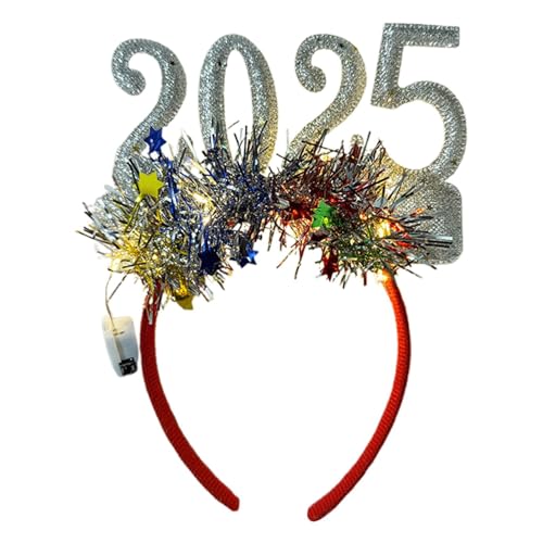 Ancsttu 2025 Leuchtendes Bopper-Stirnband – Leuchtende Krone, leuchtendes Glitzer, Frohes neues Jahr, Haarschmuck, Kostüm-Kopfschmuck für Silvesterfeier von Ancsttu