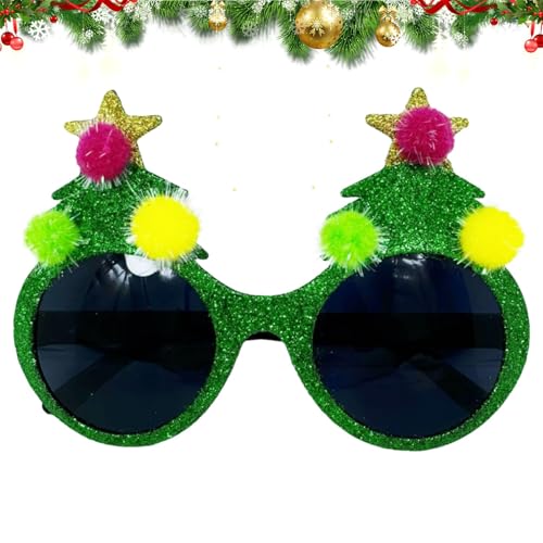 Ancsttu Brille Weihnachtsbaum,Weihnachtsbrille,Kostümbrillen - Dekorative Sonnenbrille für die Weihnachtsfeiertage, niedliche Weihnachtsdekorationsgläser von Ancsttu