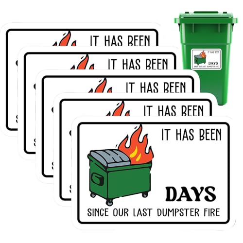 Ancsttu Dumpster Fire Day Count Aufkleber, wasserdichte Mülltonnen-Feuerdekoration, Mülltonnen-Aufkleber für Sicherheitsvorfälle, Projektfortschritt von Ancsttu