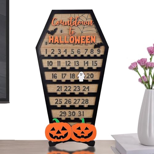 Ancsttu Halloween Countdown Kalender | Halloween Countdown Erinnerung - Halloween Sarg Holz Halloween Dekorationen für Halloween von Ancsttu