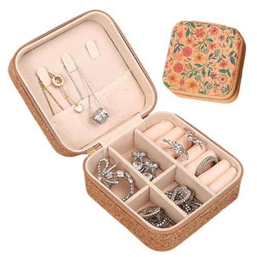 Ancsttu Reise-Schmuckkästchen, Aufbewahrungsbox für Schmuck | Tragbare Retro-Reise-Aufbewahrungsbox, Schmuckschatulle,Stoff-Schmuck-Organizer, kreatives Reisezubehör für Ringe und Schmuck von Ancsttu