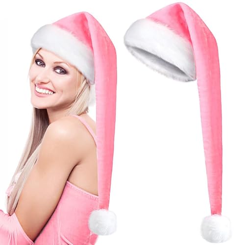 Ancsttu Super lange Weihnachtsmütze, weiche Plüschmütze, Unisex, Erwachsene, Cosplay-Kostüm, Weihnachtsmütze für Neujahrsfeiertage von Ancsttu