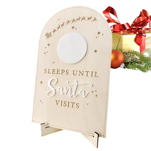 Ancsttu Weihnachts-Countdown,Weihnachts-Countdown-Dekorationen - Advents-Countdown aus Holz,Stabiler Adventskalender, rustikales Bauernhaus-Merry Christmas-Schild, Countdown-Tischdekoration für von Ancsttu